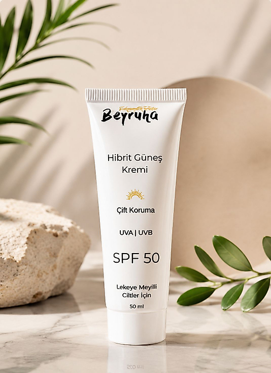 Beyruha Hibrit Güneş Kremi SPF 50+ Lekeye Meyilli Ciltler İçin